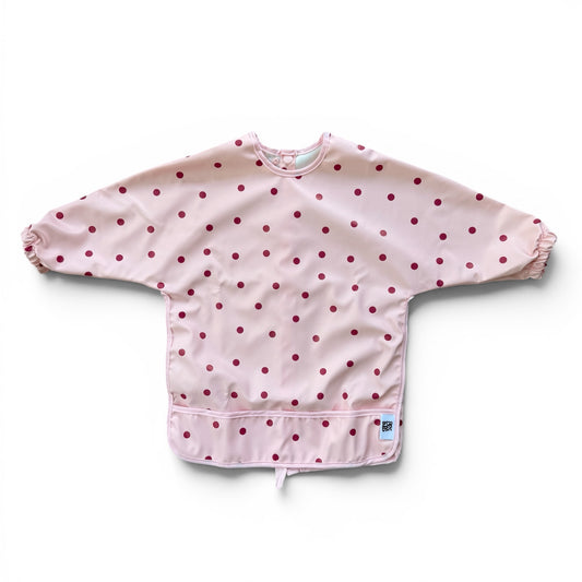 Smock Bib Polka Dots Pink Cherry
