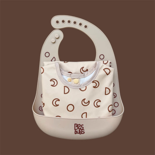 The Mealtime Duo Bundle – Smock + Silicone Bib -  Moons