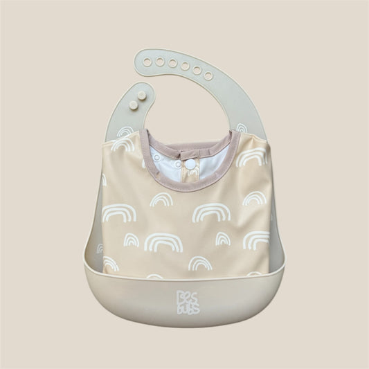 The Mealtime Duo – Smock + Silicone Bib Set - Rainbows