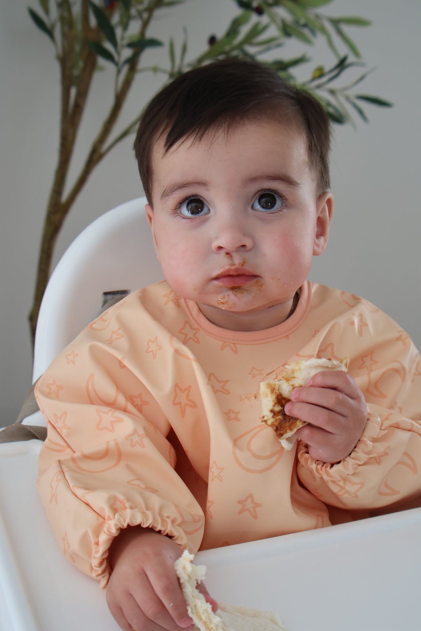 The Mealtime Duo – Smock + Silicone Bib Set - Stars & Moons